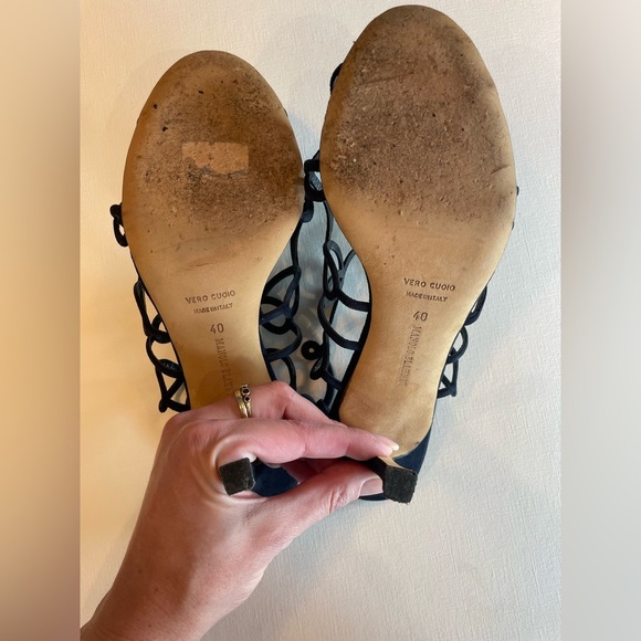 Women’s Manolo Blahnik navy blue suede Gori Prugna  heels size 40 - Picture 6 of 7